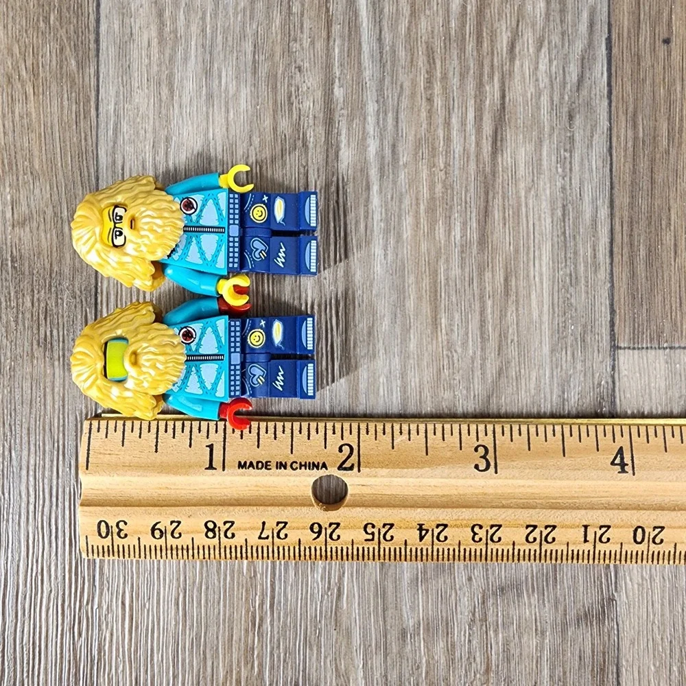 LEGO Minifigure Lot of 2 Custom Blonde Bearded Figures Glasses Goggles